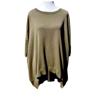 COS High Low Oversized Grunge Cotton Sweater in Olive Green.  Small.